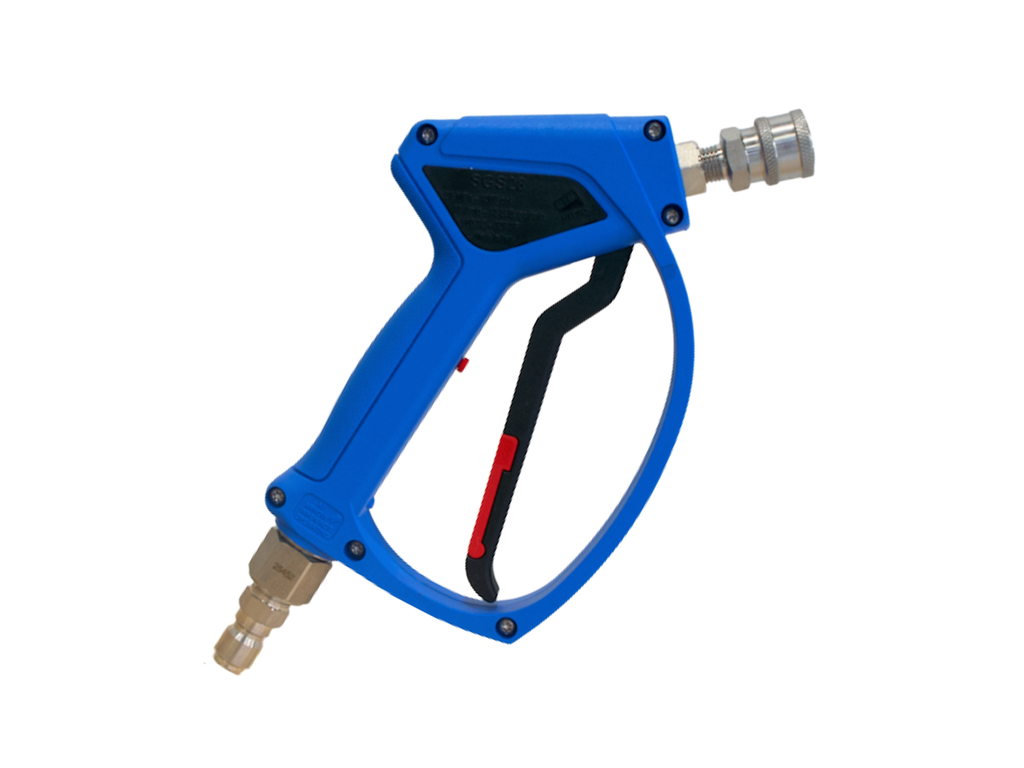 MTM Hydro SGS28 Blue Spray Gun, 4000 PSI, 12 GPM, Live Swivel, SS QC Fittings