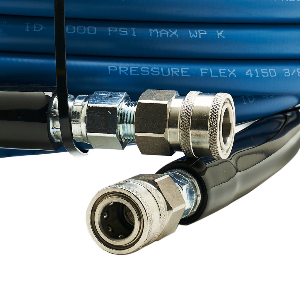 3/8" Kobrajet Blue Smooth Hose, 4300 PSI, 75 FT, Non-Marked, Stainless Steel Couplers