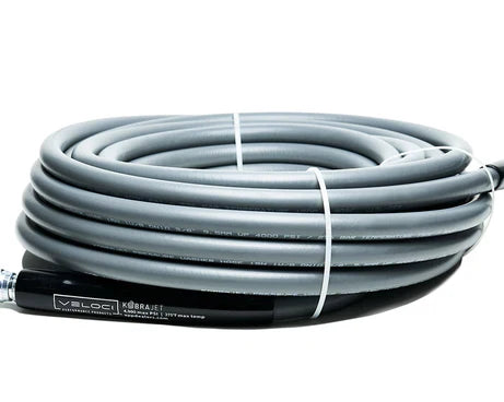 3/8" Kobrajet, Smooth Gray Hose, 4300 PSI, 50 FT, Non-Marked, Stainless Steel Sockets