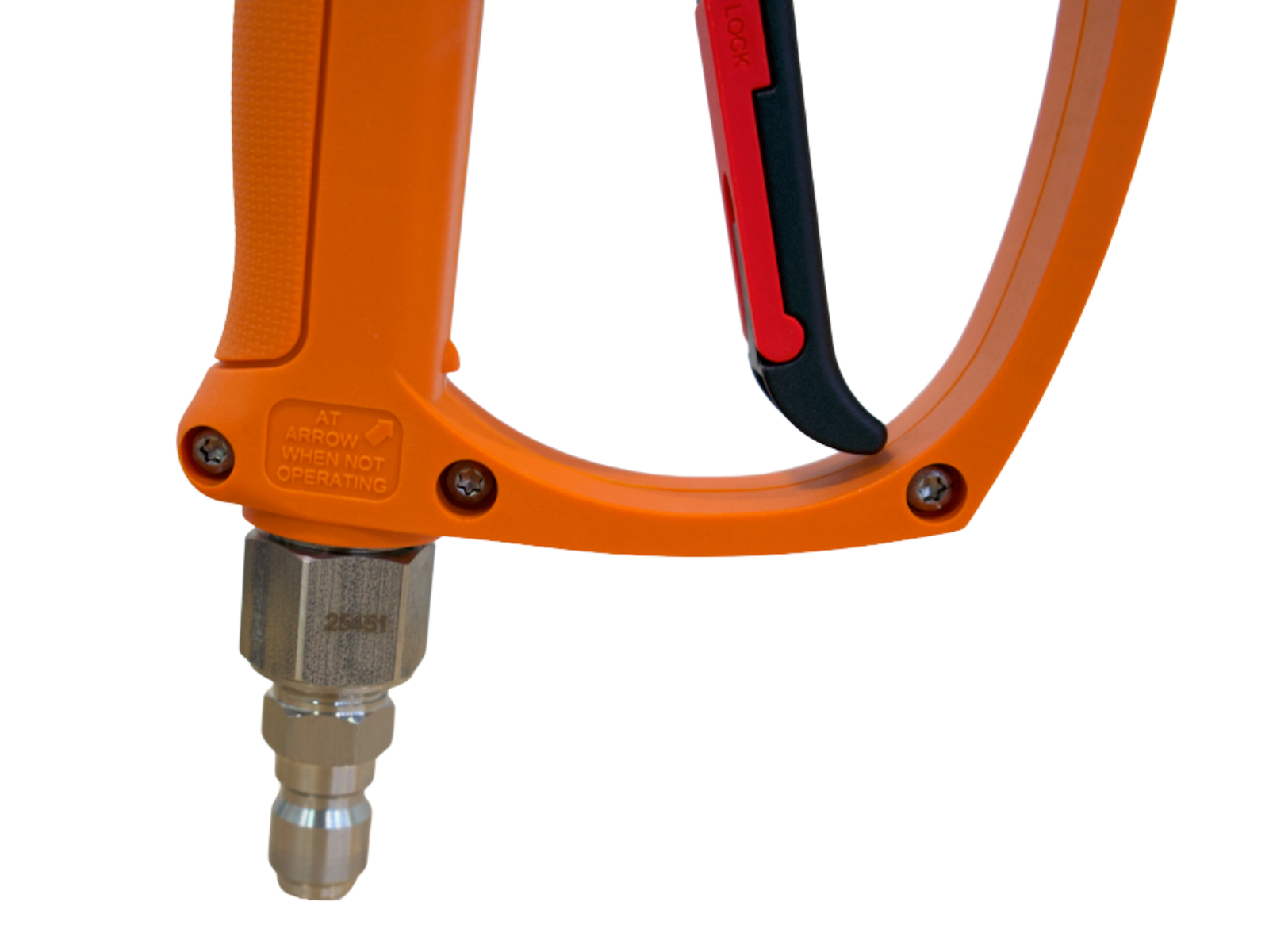MTM Hydro SGS28 Orange Spray Gun, 4000 PSI, 12 GPM, Live Swivel, SS QC Fittings