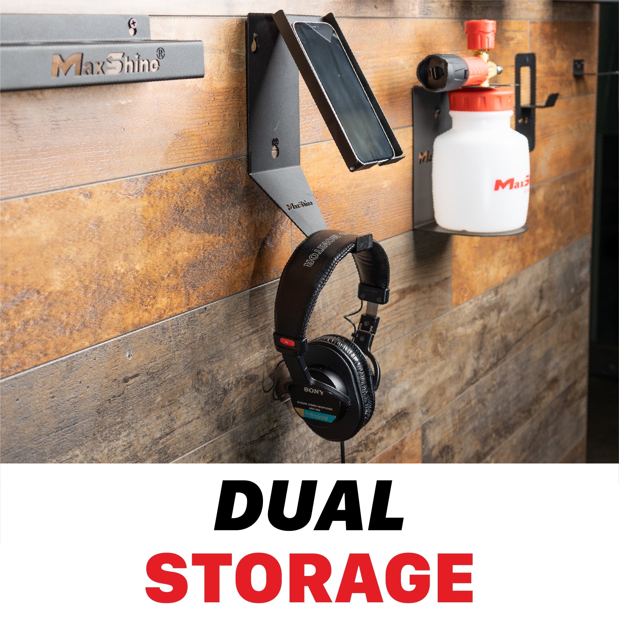 Wall Mount Phone Holder and Headphone Rack