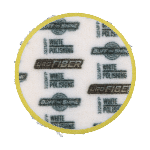 322MFP - 3" URO Fiber® Microfiber Pad (White Fibers) Dark Yellow Foam Interface (Edge Bevel) - Polishing