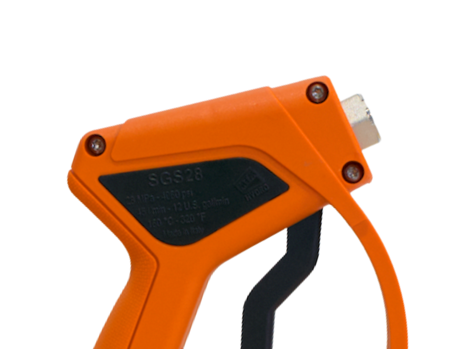 MTM Hydro SGS28 Orange Spray Gun, 4000 PSI, 12 GPM, with Live Swivel