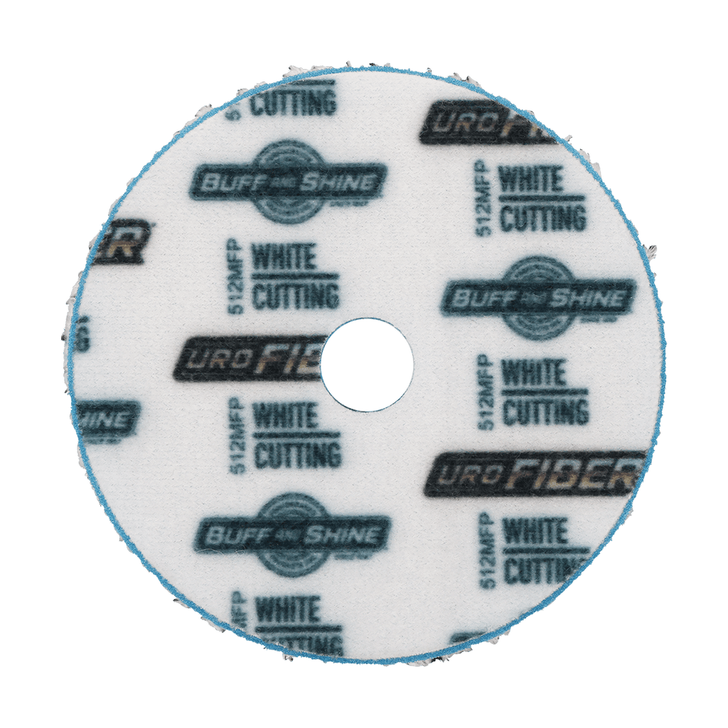 512MFP - 5" URO Fiber® Microfiber Pad (White Fibers) Light Blue Foam Interface (Edge Bevel) - Cutting