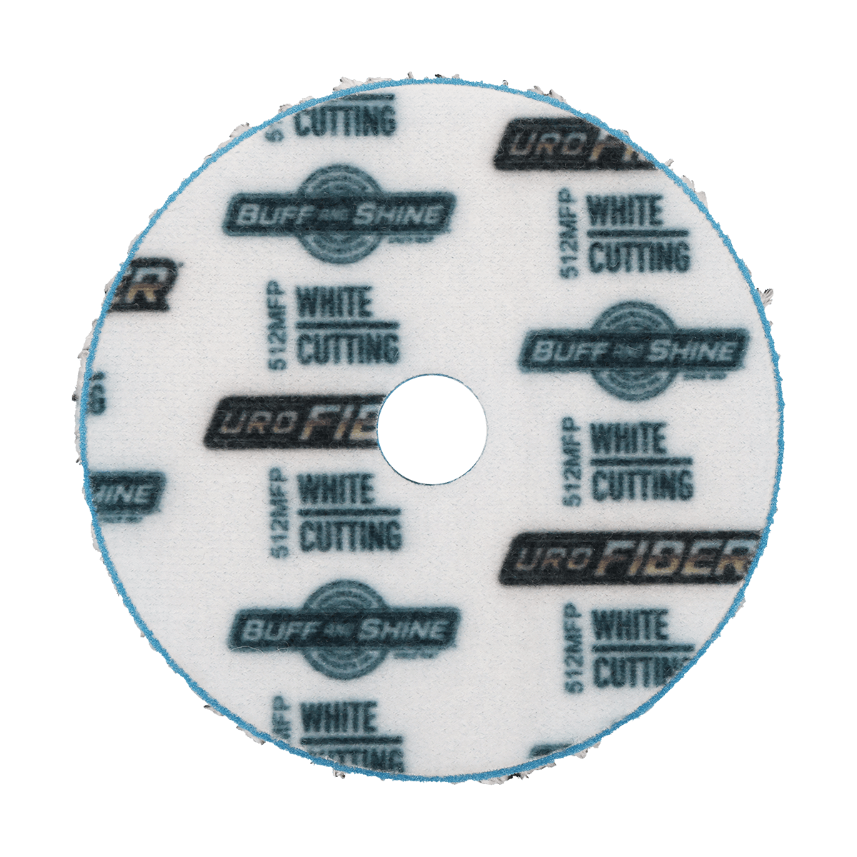 512MFP - 5" URO Fiber® Microfiber Pad (White Fibers) Light Blue Foam Interface (Edge Bevel) - Cutting