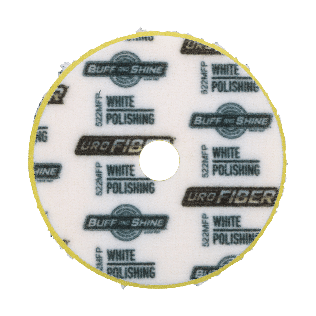 522MFP - 5" URO Fiber® Microfiber Pad (White Fibers) Dark Yellow Foam Interface (Edge Bevel) - Polishing