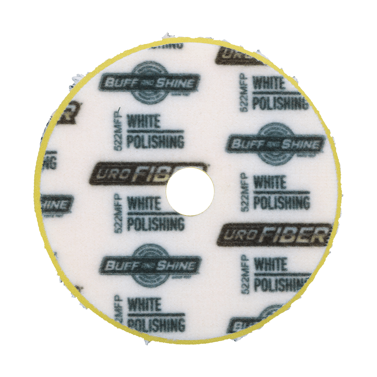 522MFP - 5" URO Fiber® Microfiber Pad (White Fibers) Dark Yellow Foam Interface (Edge Bevel) - Polishing