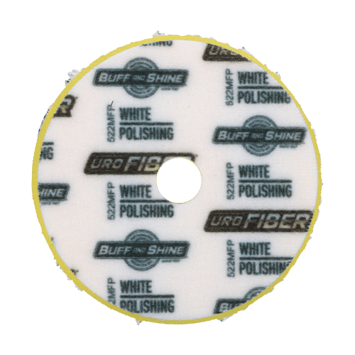 522MFP - 5" URO Fiber® Microfiber Pad (White Fibers) Dark Yellow Foam Interface (Edge Bevel) - Polishing