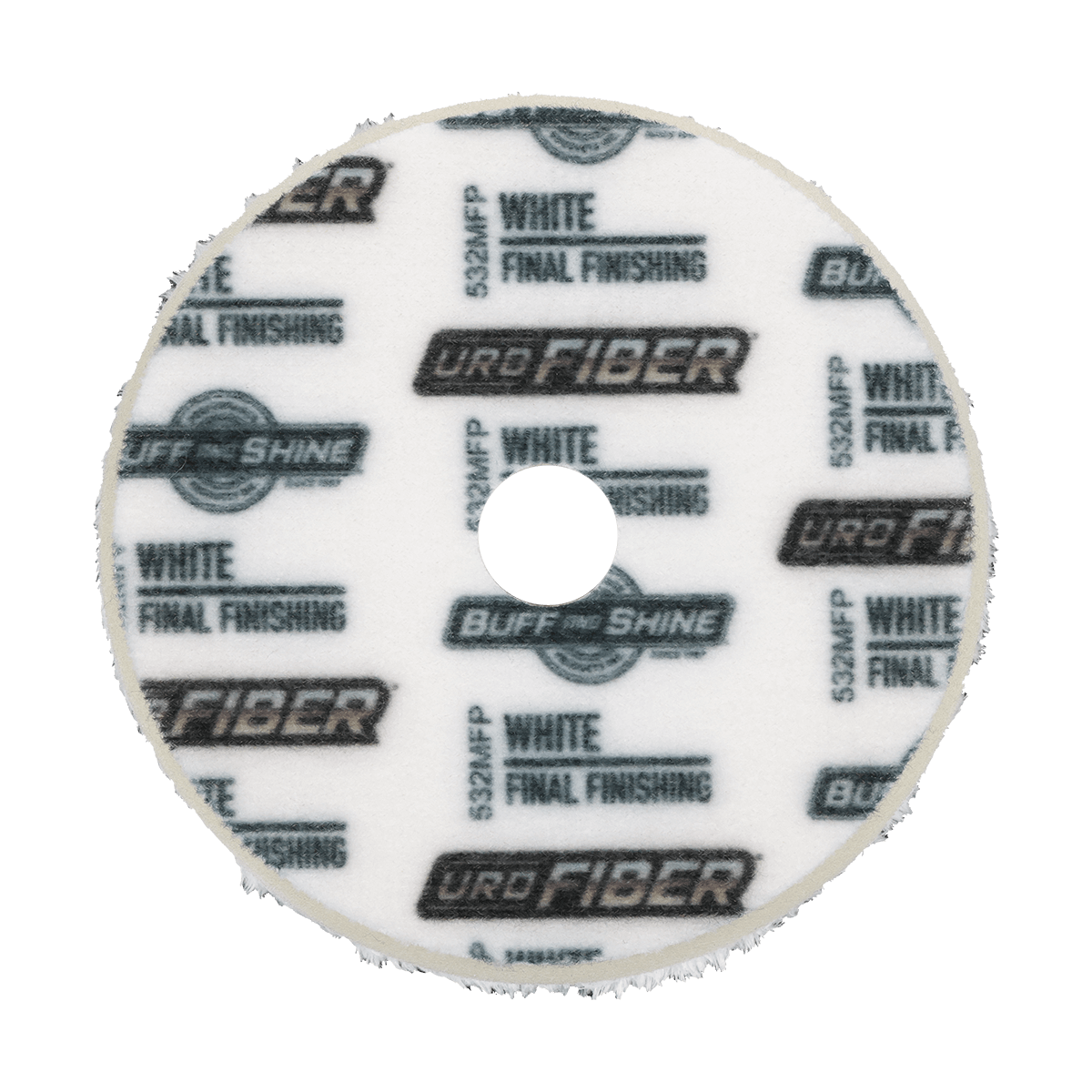 532MFP - 5" URO Fiber® Microfiber Pad (White Fibers) White Foam Interface (Edge Bevel) - Final Finishing