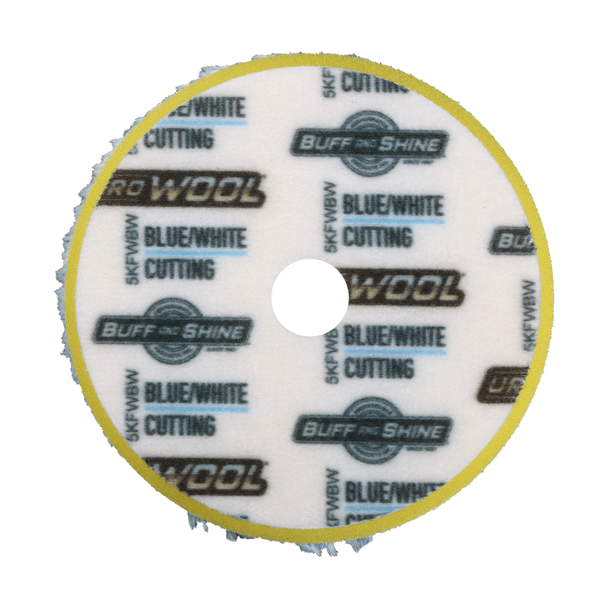 5KFWBW - 5" Blue/White 100% Knitted Wool (Edge Bevel) URO Wool® Pad - Cutting