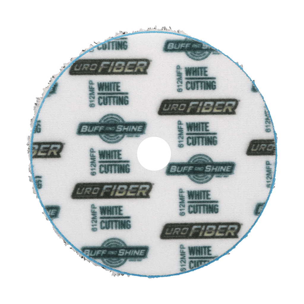612MFP - 6" URO Fiber® Microfiber Pad (White Fibers) Light Blue Foam Interface (Edge Bevel) - Cutting