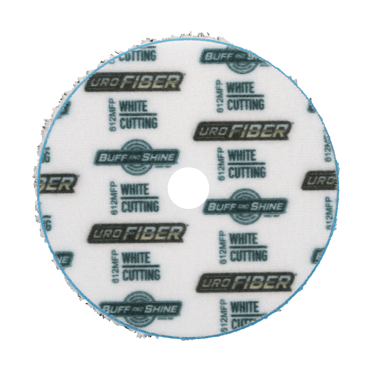 612MFP - 6" URO Fiber® Microfiber Pad (White Fibers) Light Blue Foam Interface (Edge Bevel) - Cutting