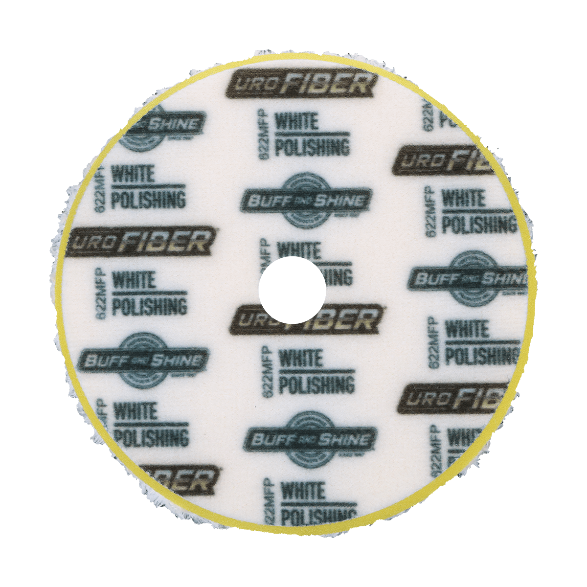 622MFP - 6" URO Fiber® Microfiber Pad (White Fibers) Dark Yellow Foam Interface (Edge Bevel) - Polishing