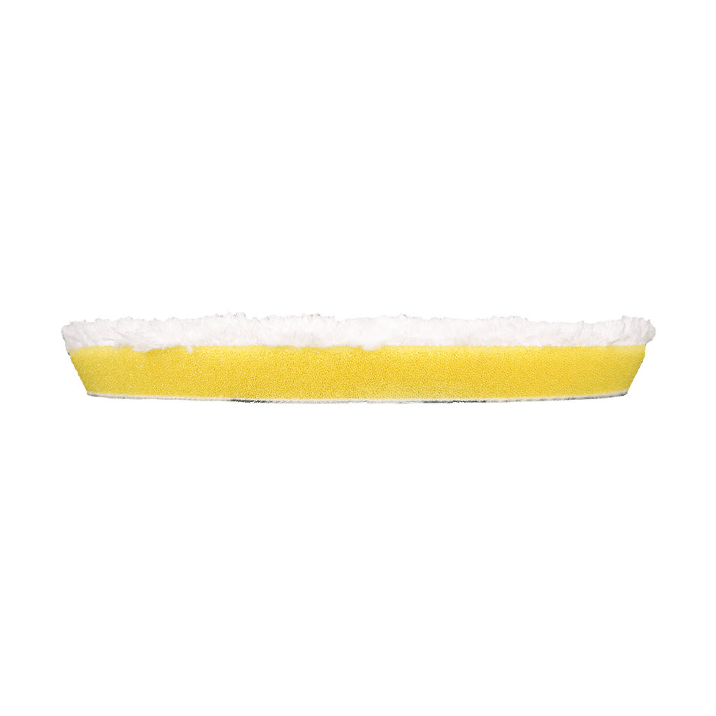 622MFP - 6" URO Fiber® Microfiber Pad (White Fibers) Dark Yellow Foam Interface (Edge Bevel) - Polishing
