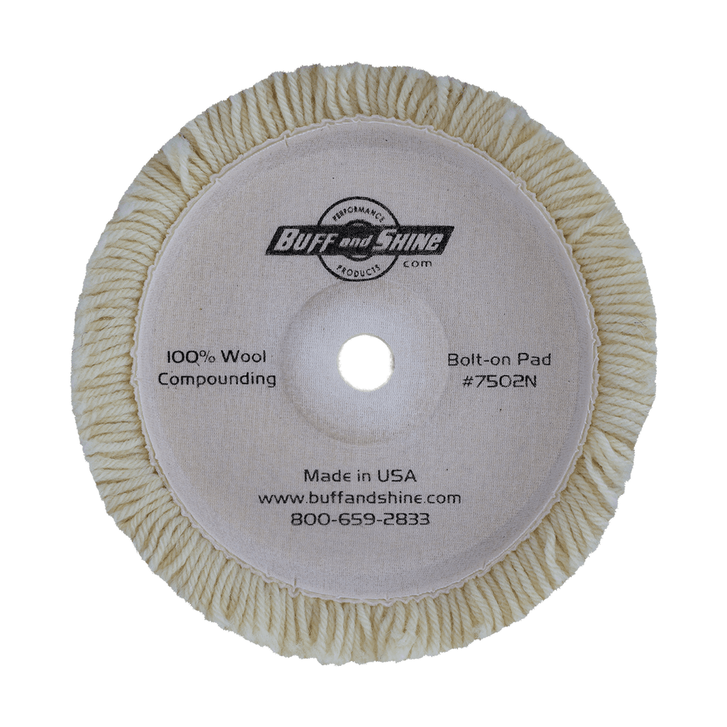 7502N - 7.5" 100% Natural Wool (4 Ply Twist) Bolt-On Wool Pad - Cutting