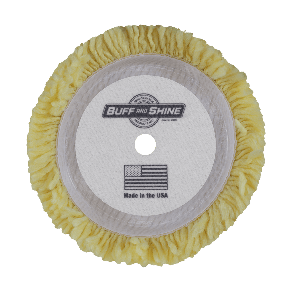 7503GYS - 7.5" Yellow Wool Blend (Single Ply) Grip Wool Pad - Soft Polishing