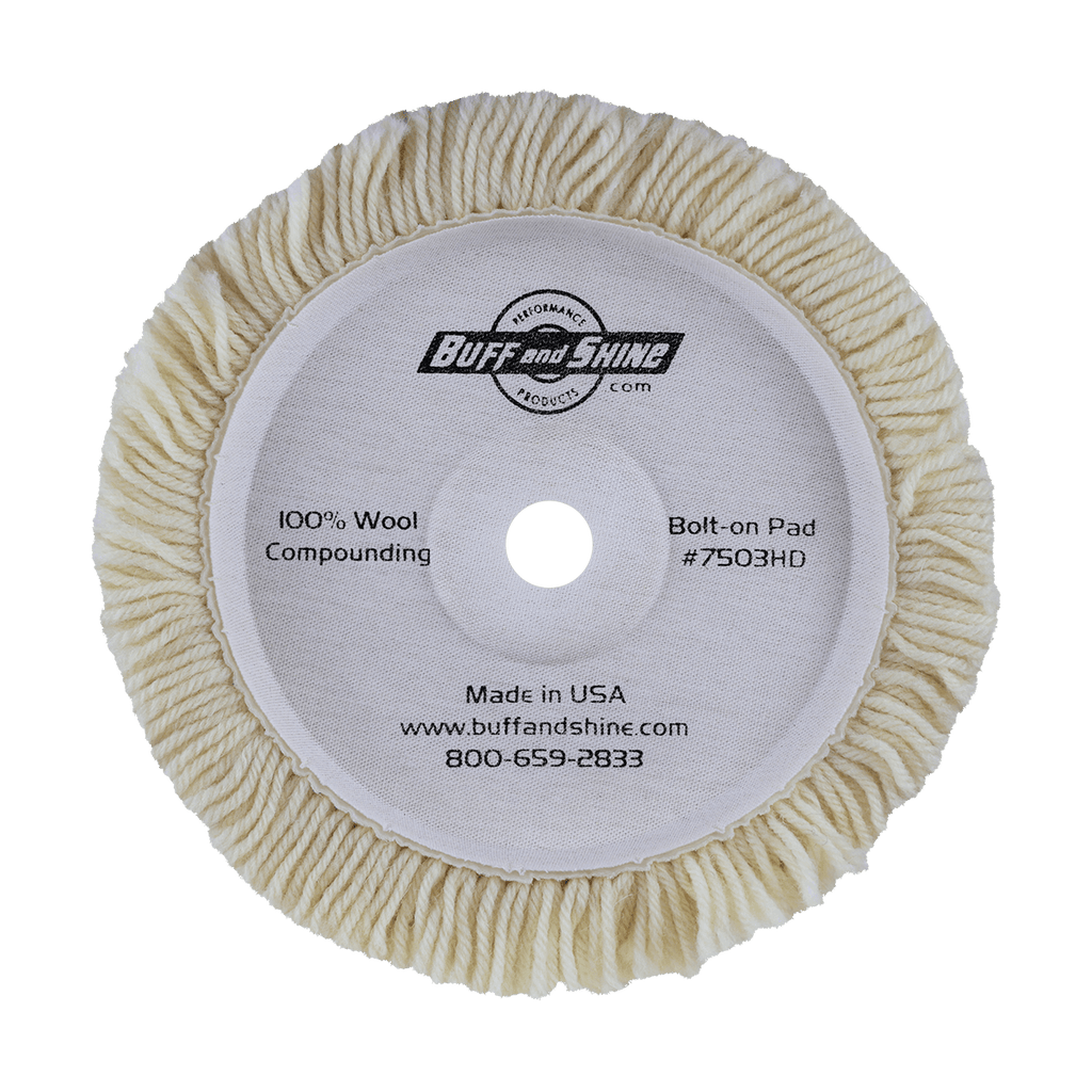 7503HD - 7.5" 100% Natural Wool (4 Ply Twist) Bolt-On Wool Pad - Cutting - Heavy Duty Backing