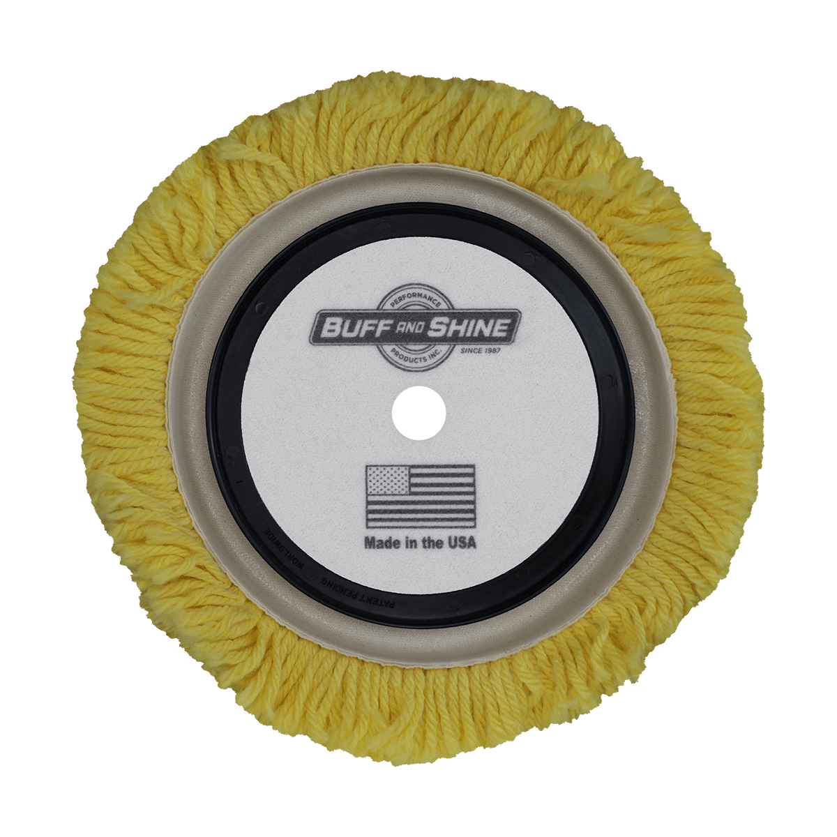 753RY - 7.5" Yellow Wool Blend (4 Ply Twist) Grip Wool Pad with Center Ring - Polishing