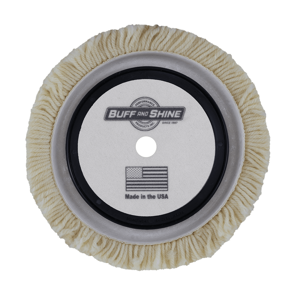 753R - 7.5" 100% Natural Wool (4 Ply Twist) Grip Wool Pad with Center Ring - Cutting