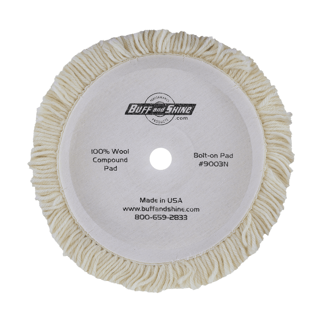 9003N - 9" 100% Natural Wool (4 Ply Twist) Bolt-On Wool Pad - Cutting