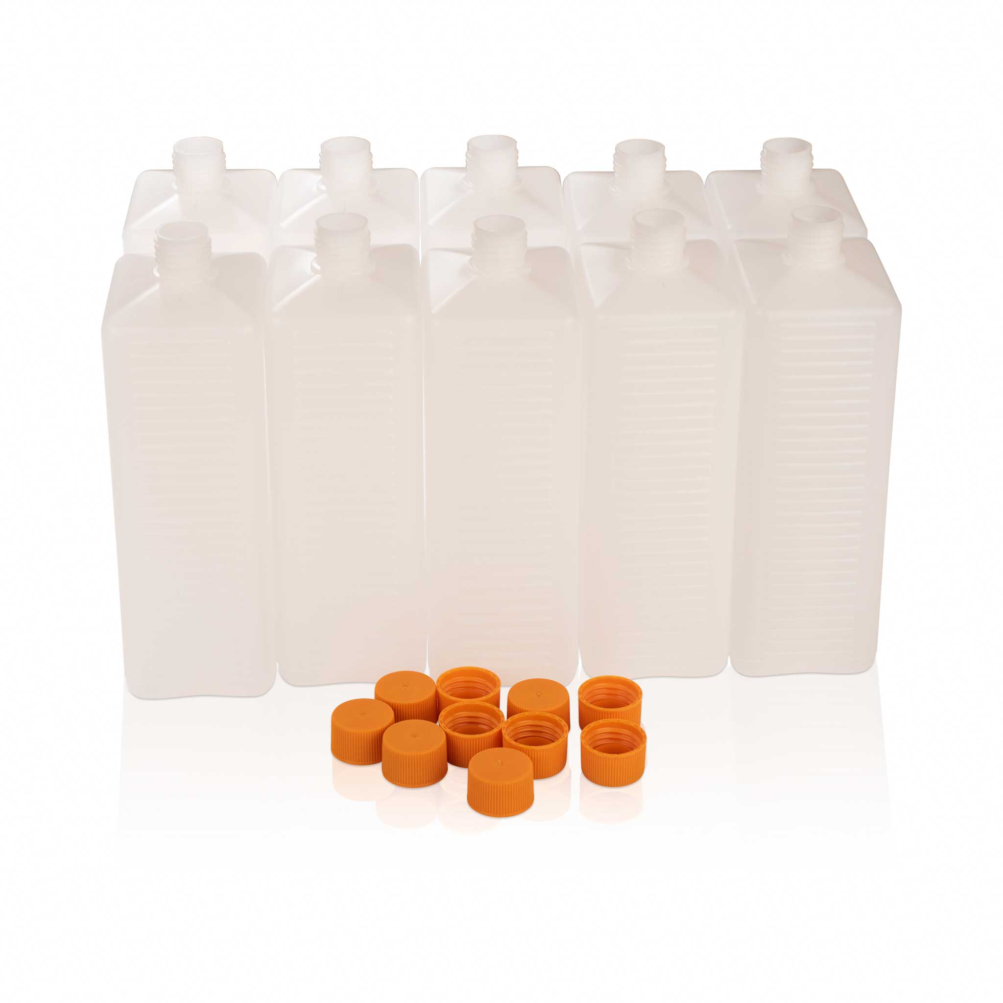 Empty Bottle 1L with Orange Cap (Pack of 10)