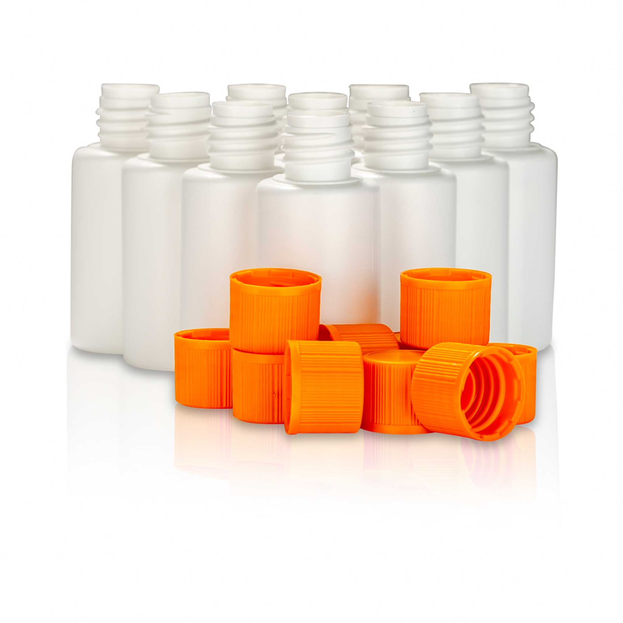 Empty Bottle 30ml with Orange Cap (Pack of 10)