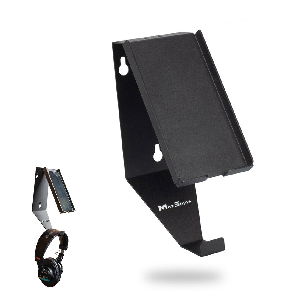 Wall Mount Phone Holder and Headphone Rack