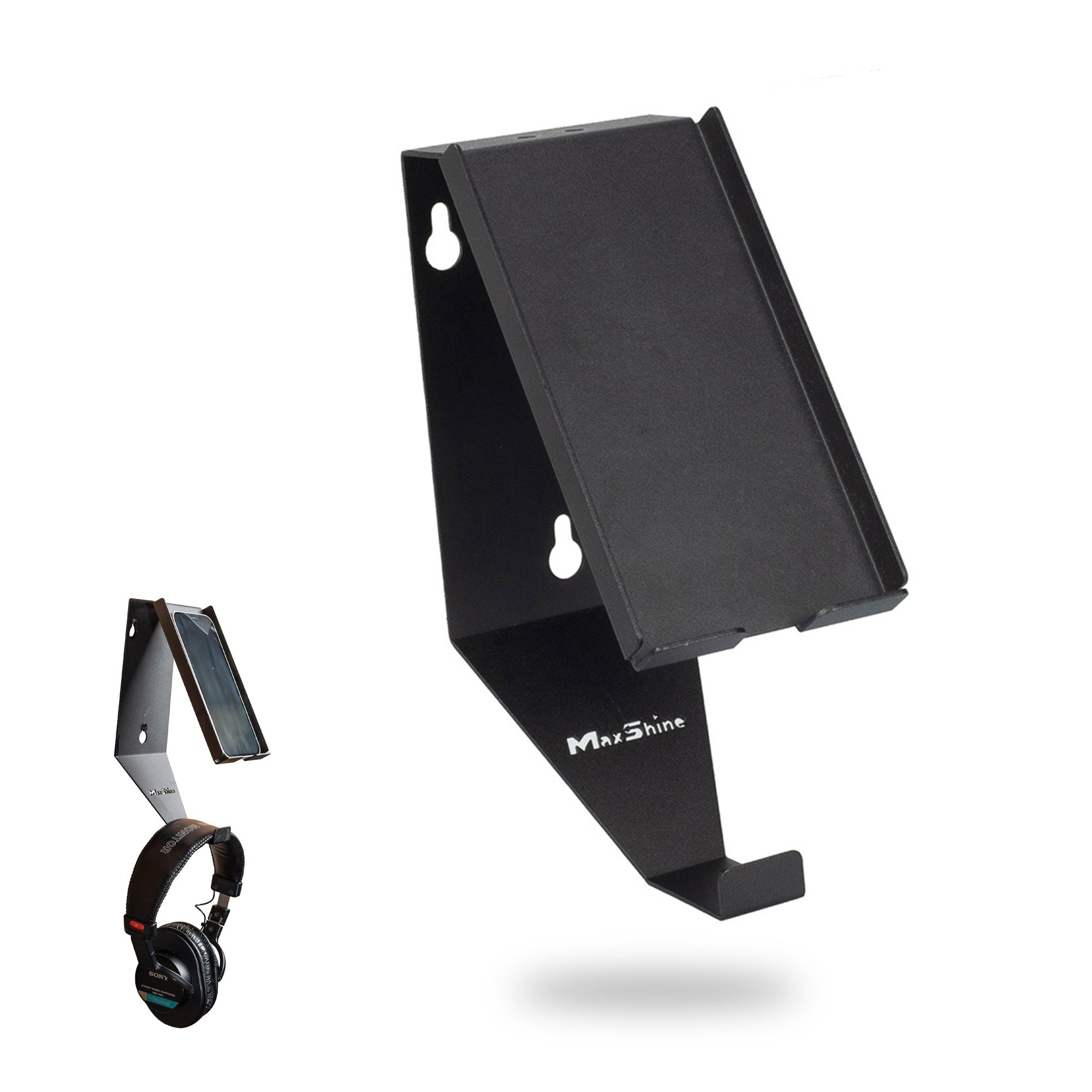 Wall Mount Phone Holder and Headphone Rack
