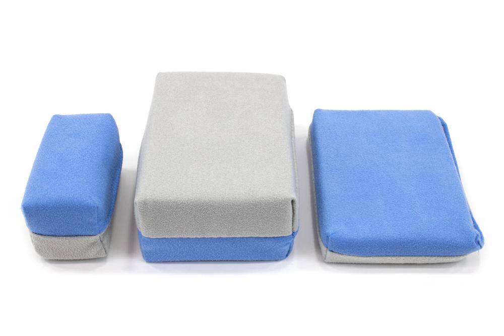 [Saver Applicator] Suede Microfiber Applicator Sponge with Plastic Barrier - Blue & Gray - 12 pack