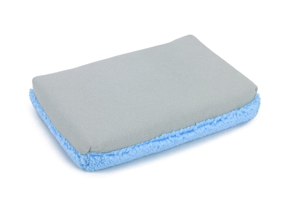 Thin [Saver Applicator] Half/Half Microfiber Coating Applicator Sponge with Plastic Barrier (One Side Suede, One Side Terry)  - 12 pack