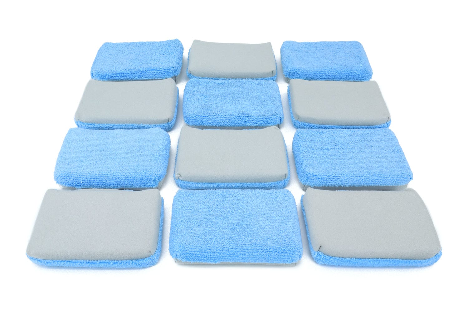 Thin [Saver Applicator] Half/Half Microfiber Coating Applicator Sponge with Plastic Barrier (One Side Suede, One Side Terry)  - 12 pack