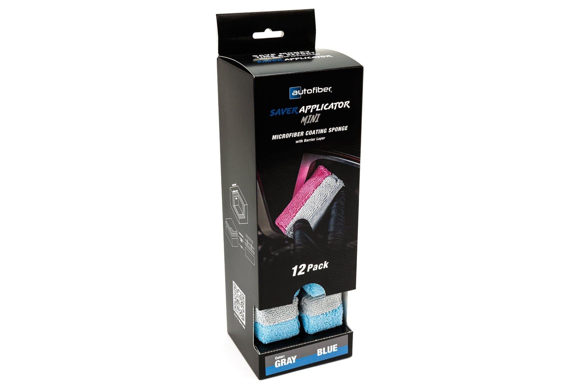 Mini [Saver Applicator] Terry Microfiber Coating Applicator Sponge with Plastic Barrier  - 12 pack
