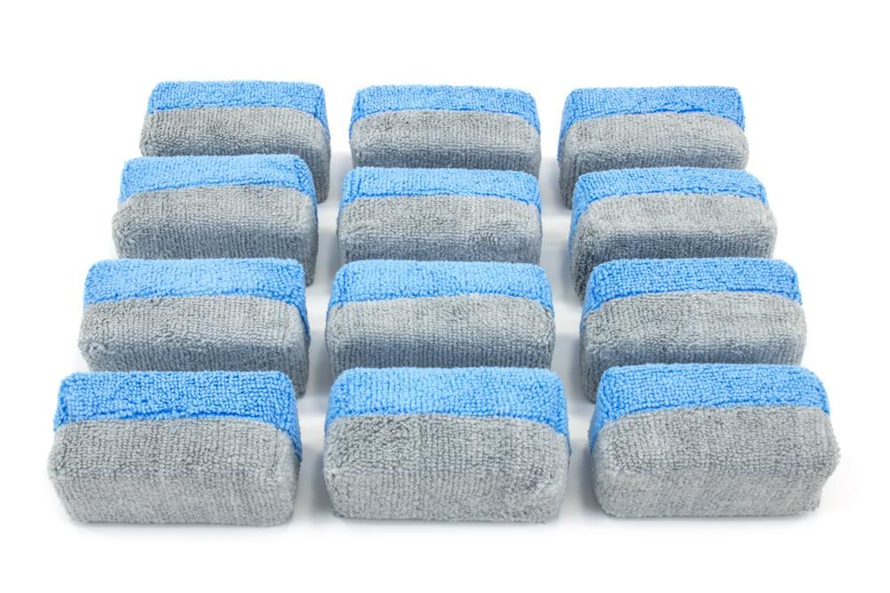 Mini [Saver Applicator] Terry Microfiber Coating Applicator Sponge with Plastic Barrier  - 12 pack