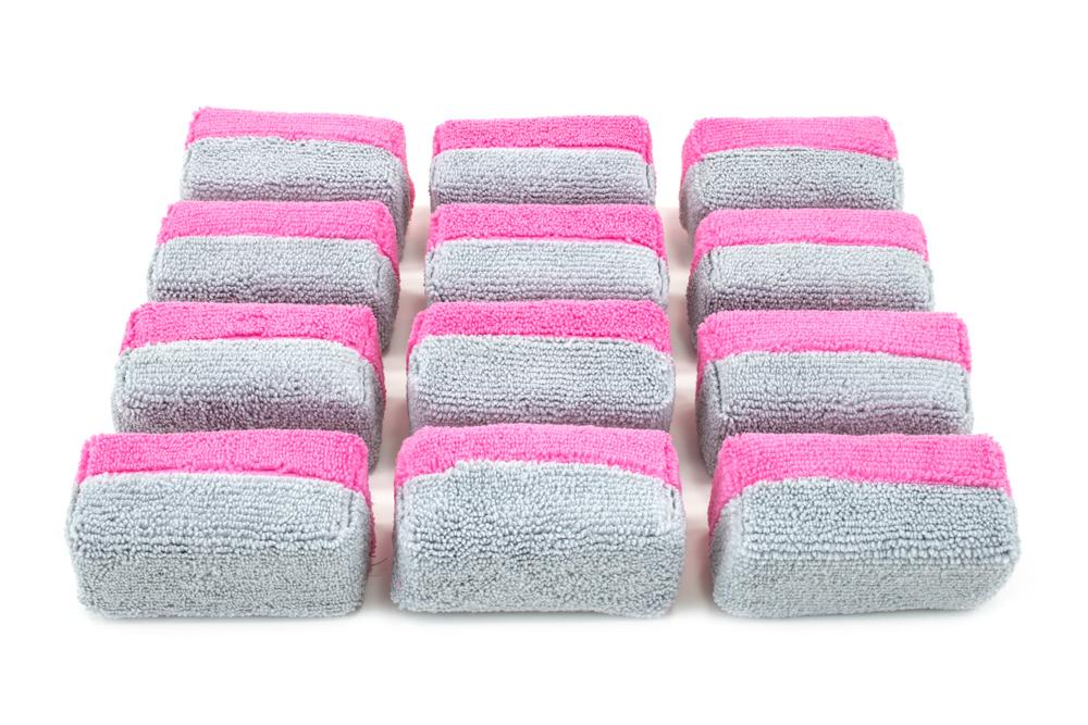 Mini [Saver Applicator] Terry Microfiber Coating Applicator Sponge with Plastic Barrier  - 12 pack