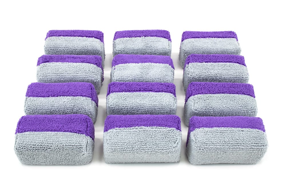 Mini [Saver Applicator] Terry Microfiber Coating Applicator Sponge with Plastic Barrier  - 12 pack