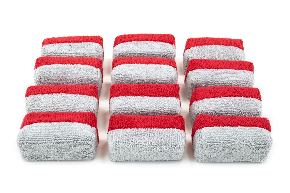 Mini [Saver Applicator] Terry Microfiber Coating Applicator Sponge with Plastic Barrier  - 12 pack