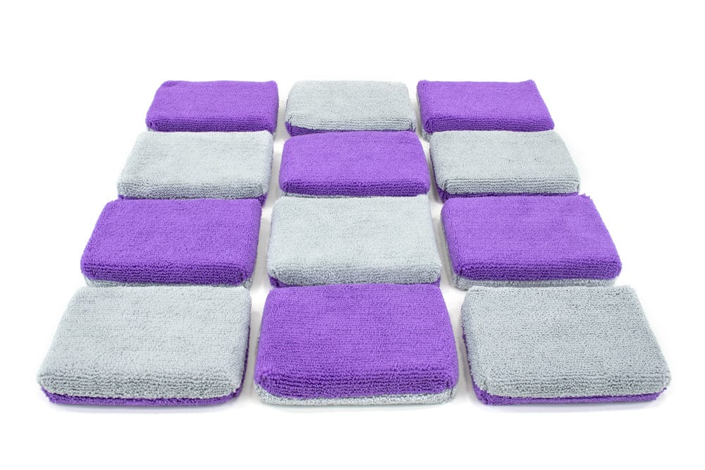 Thin [Saver Applicator] Terry Microfiber Coating Applicator Sponge with Plastic Barrier  - 12 pack