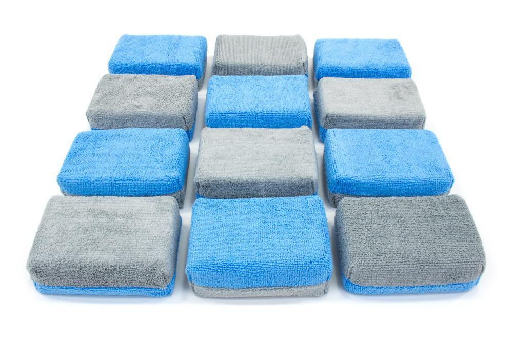 Thick [Saver Applicator] Terry Microfiber Coating Applicator Sponge with Plastic Barrier  - 12 pack