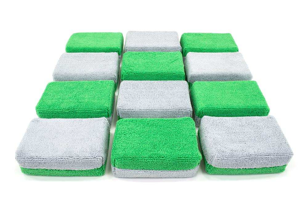 Thick [Saver Applicator] Terry Microfiber Coating Applicator Sponge with Plastic Barrier  - 12 pack