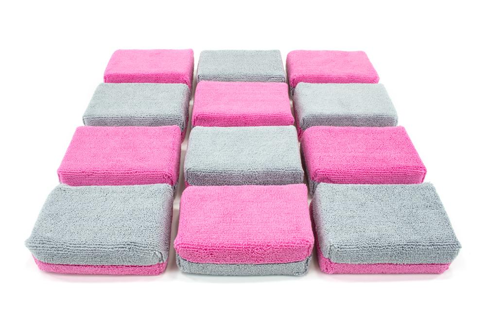 Thick [Saver Applicator] Terry Microfiber Coating Applicator Sponge with Plastic Barrier  - 12 pack