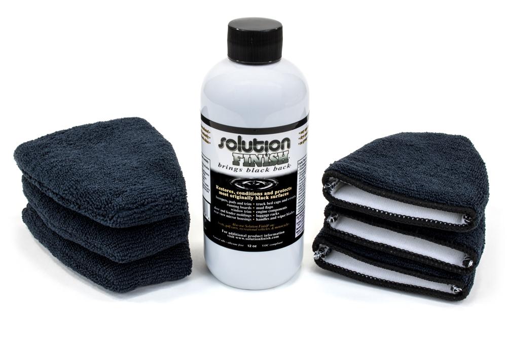 [Trim Restore Kit Black] Solution Finish Original Black 12 oz with 6 [Finger Applicators]