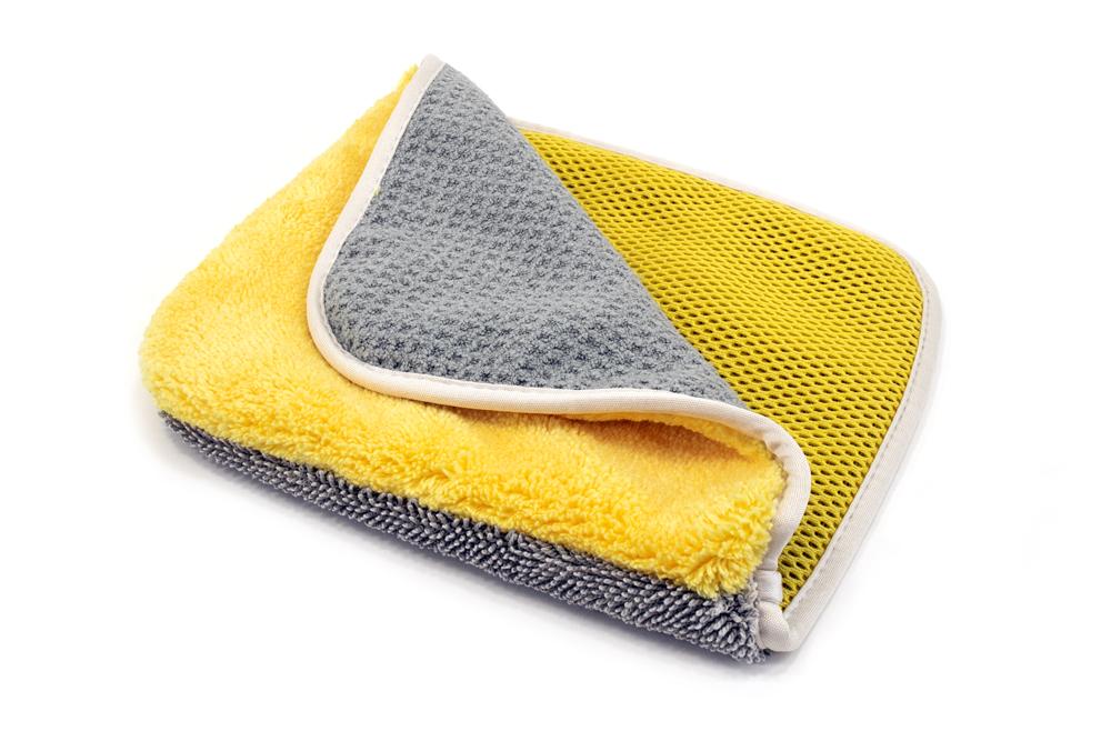 [Multi Flip] Four Weave Microfiber Towels - Mesh | Twist | Plush | Waffle (8 in. x 8 in., 500/400/360/300 gsm) 3 pack