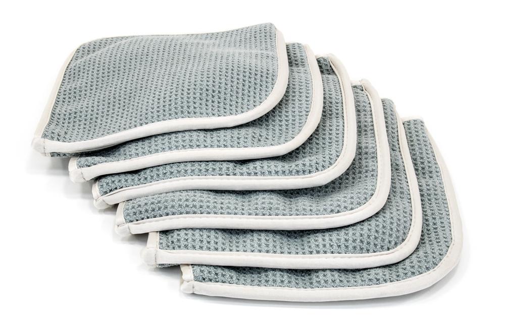 [Glass Flip] Microfiber Waffle Window and Mirror Quad Fold Towel (8 in. x 8 in.) 6 pack