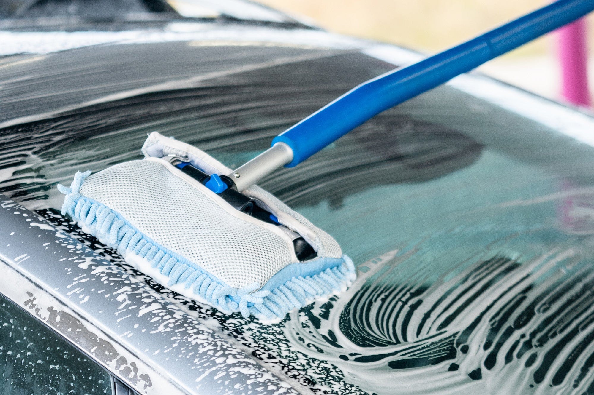 [Mitt on a Stick PRO+] Premium Car Wash Mop, Brush, Pole, Mitt