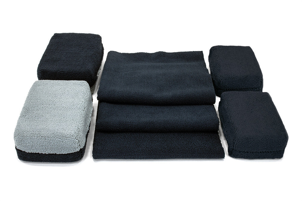 [Wheel Tire Kit] Black Microfiber Towel and Sponge Wheel Kit